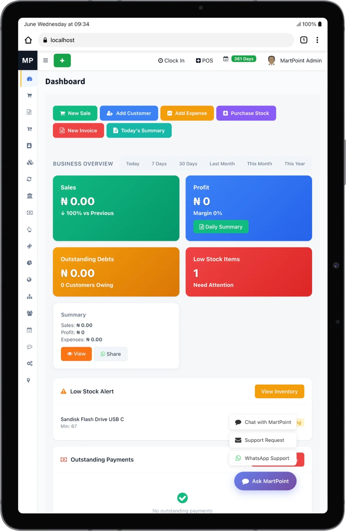 MartPoint Retail Login Interface